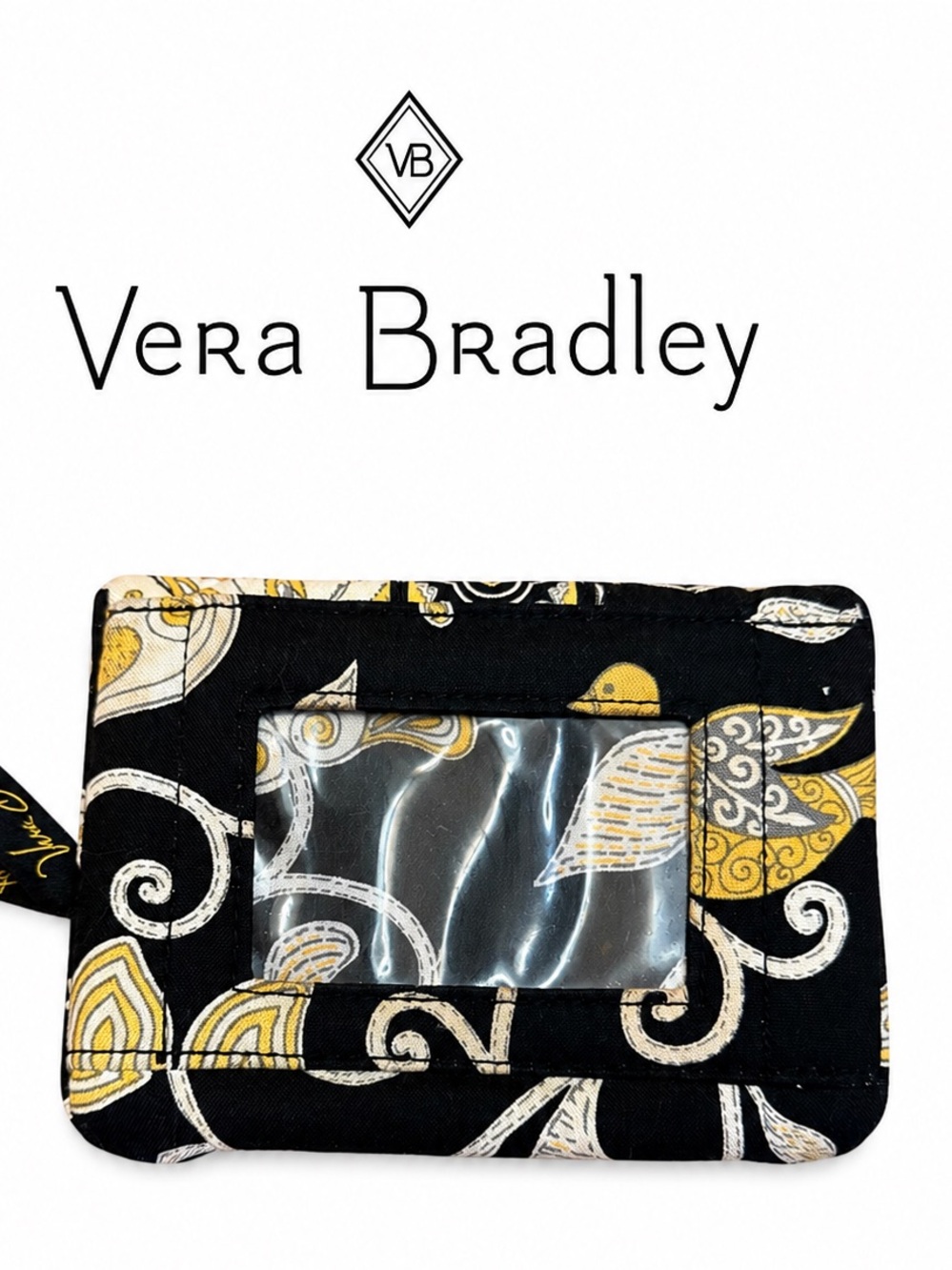Vera Bradley Yellow Bird Kiss-Lock Wallet & ID Case – Retired Pattern